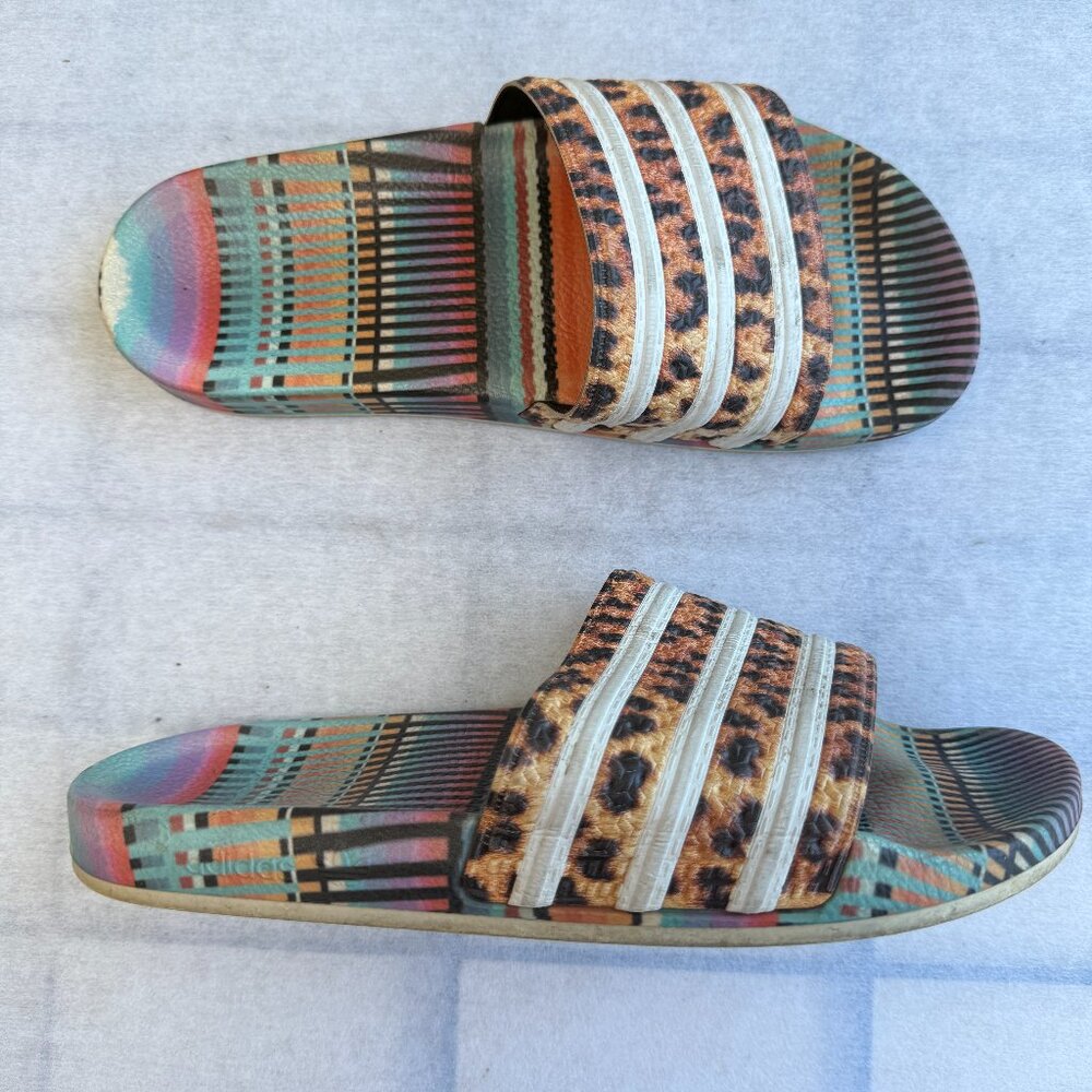 ADIDAS Adilette Slides Farm Brazilian Dance Sandals Women's 9 M8223 Leopard S10
